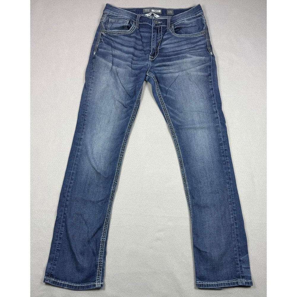 BKE Jake Straight Leg Jeans Mens 33L Medium Wash Blue Denim ABS16141